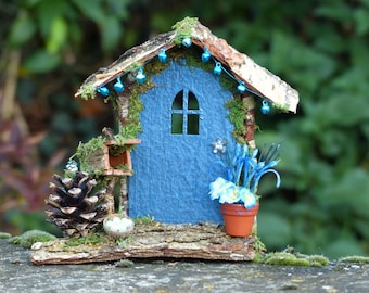 Blue Fairy Door - Miniature Decoration, Fairy Miniatures, Faerie Door, Gift for Him, OOAK, Unique, Faery, Fae, Home Decor, Elf