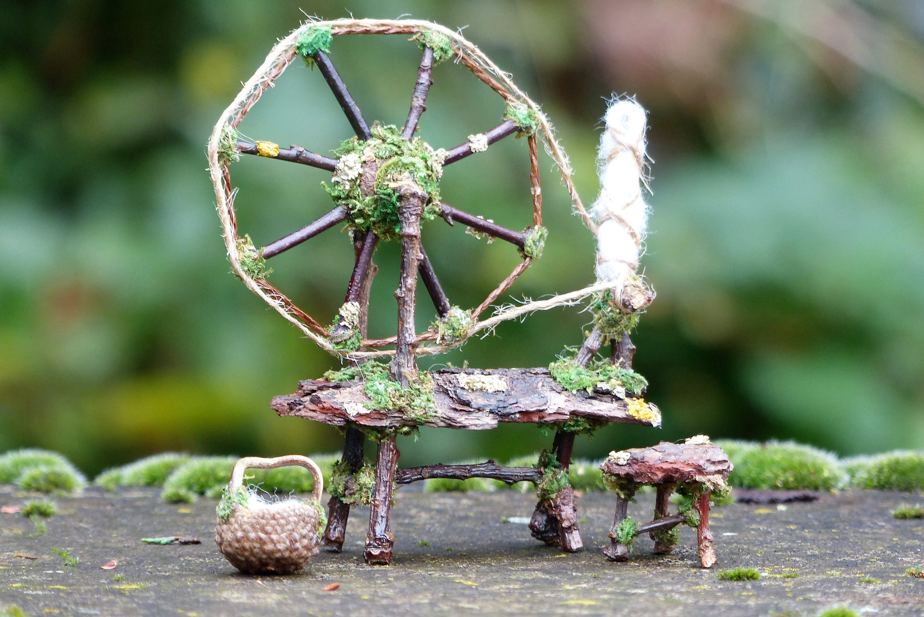 Fairy Spinning Wheel Fairy House Fairy Garden Miniature Etsy