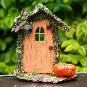 Fairy Door - Home Decorations, Pumpkin, Orange Gift, Fairy House, Fairy Garden, Fall Gift, Pixie, Miniature Door, Halloween Decoration