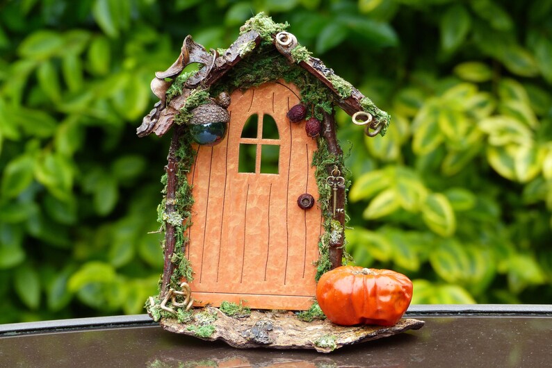 Orange Fairy Door Home Decorations Winter Door Pumpkin Orange Gift Fairy House Fairy Garden Elf Door Pixie Miniature Door