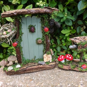 Fairy Door with Postbox -  Fairy House, Fairy Garden, Fairy Furniture, Fae, Miniatures, Tooth Fairy, Miniature Door, House Warming, Fairies