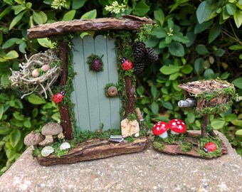 Fairy Door with Postbox -  Fairy House, Fairy Garden, Fairy Furniture, Fae, Miniatures, Tooth Fairy, Miniature Door, House Warming, Fairies