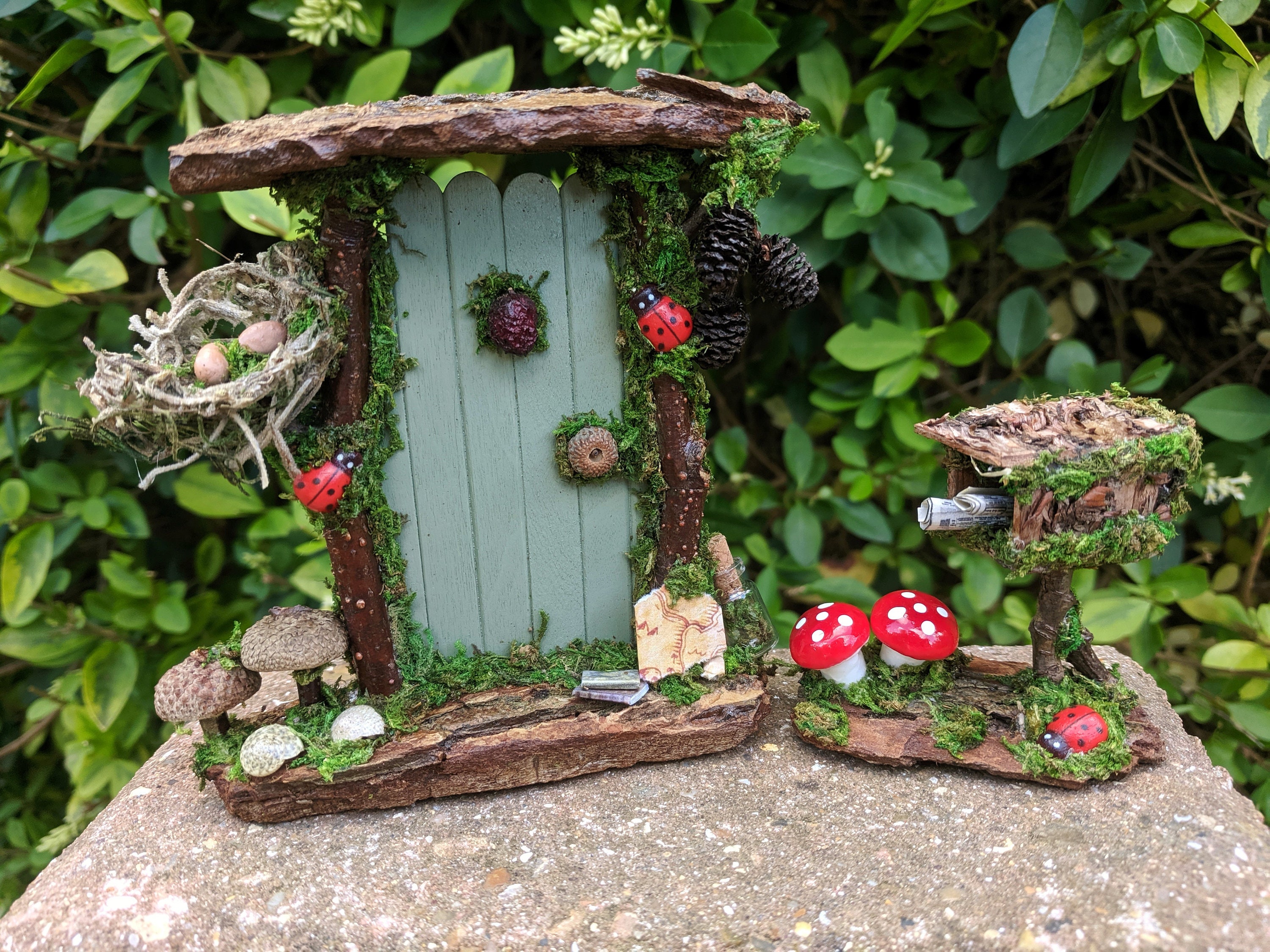 Fairy Garden Fairy Door with Fairy Figure Handmade Wooden Fairy Door Magical Fairy Garden Fairy Door with Fairy Figure Handmade Wooden Fairy Door Magical