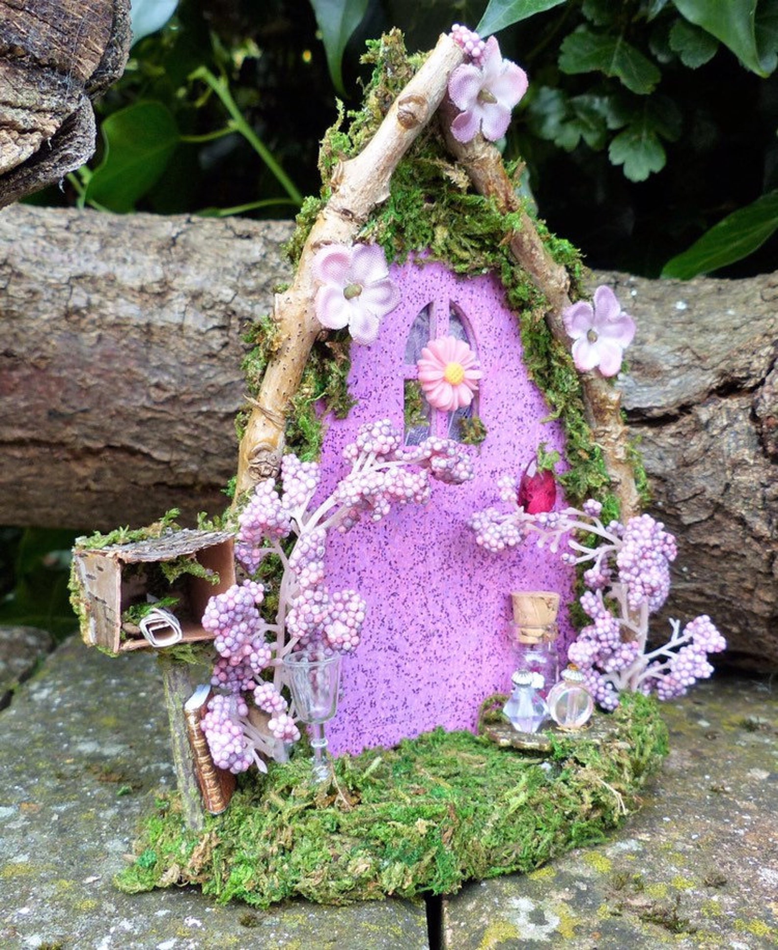 Fairy Door Pink With Postbox Fairy Garden Fairy House - Etsy