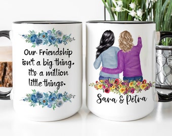 Customizable Name Cup For Christmas Gifts Friend Besties Friendship BFF Bridesmaid Graduation Birthday Moving Away Custom Best Friend Coffee Mug Personalized Photo Gift for Women Men 