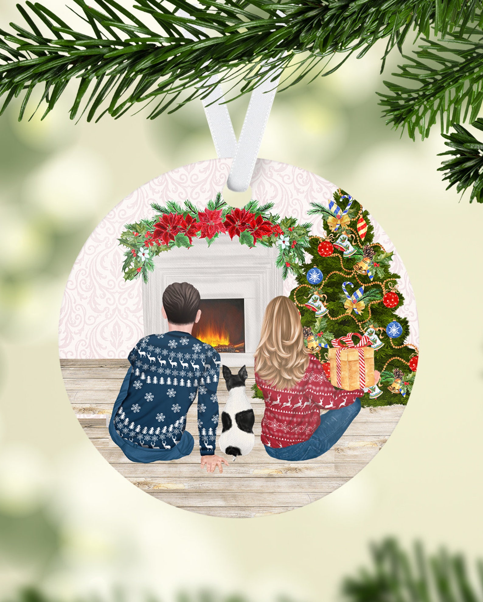 Couple with Dog Christmas Ornament Dog Ornament Family Etsy