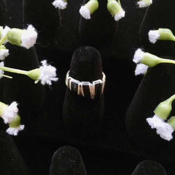 Black Onyx Sterling Silver Ring Size 6