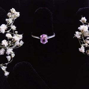 Pink Tourmaline Sterling Silver Ring Size 5-7