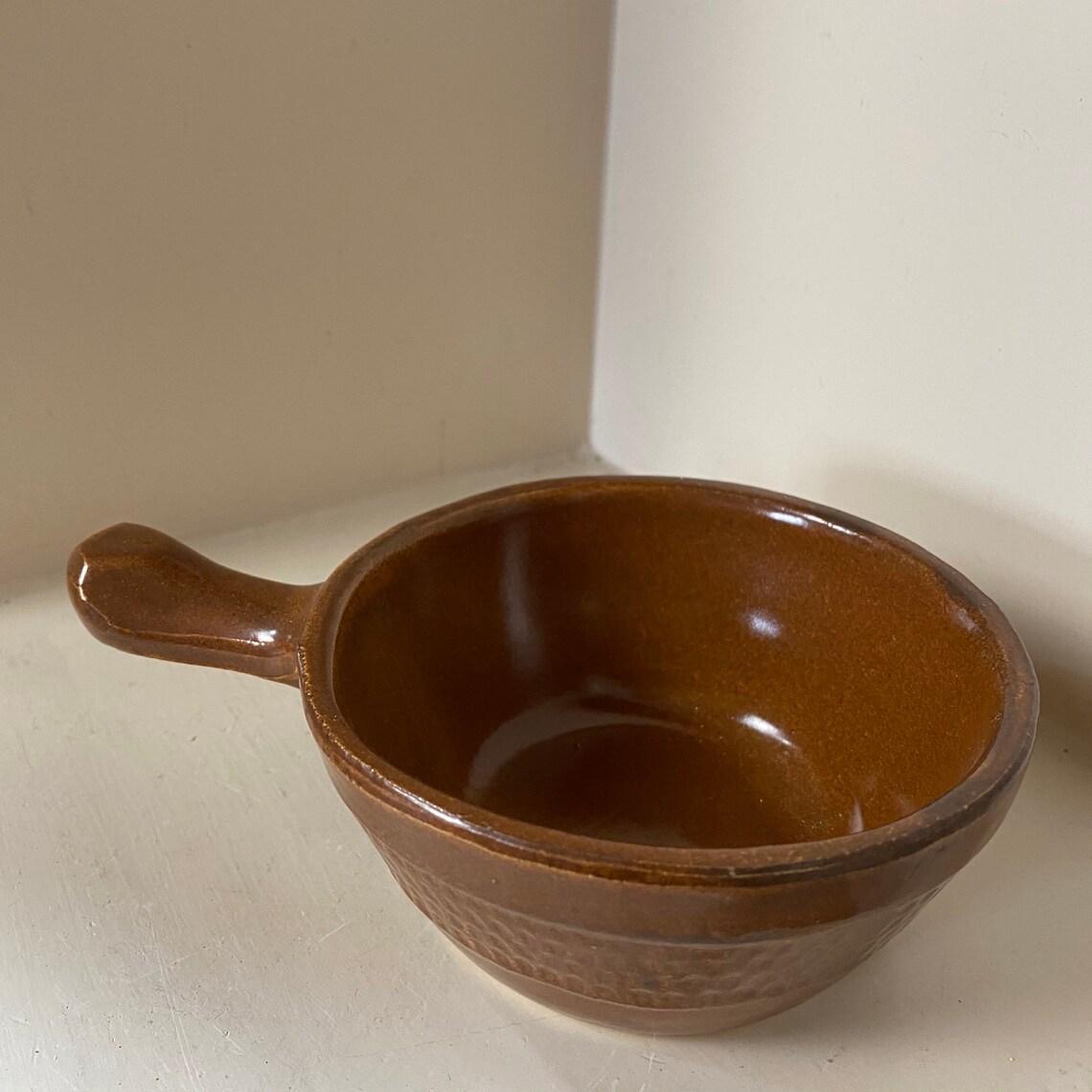 Vintage Retro Brown Glazed Soup Bowl // old Serving Dining Etsy