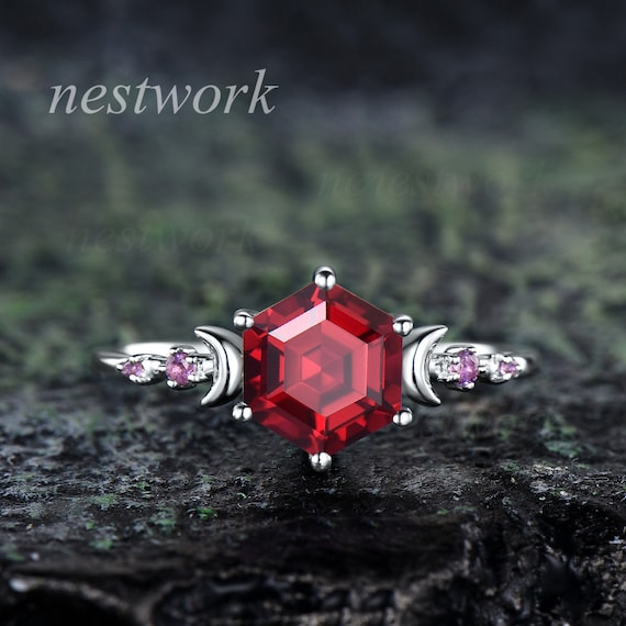 Luxury Vintage Square Cut Faux Ruby Promise Ring Women - Temu