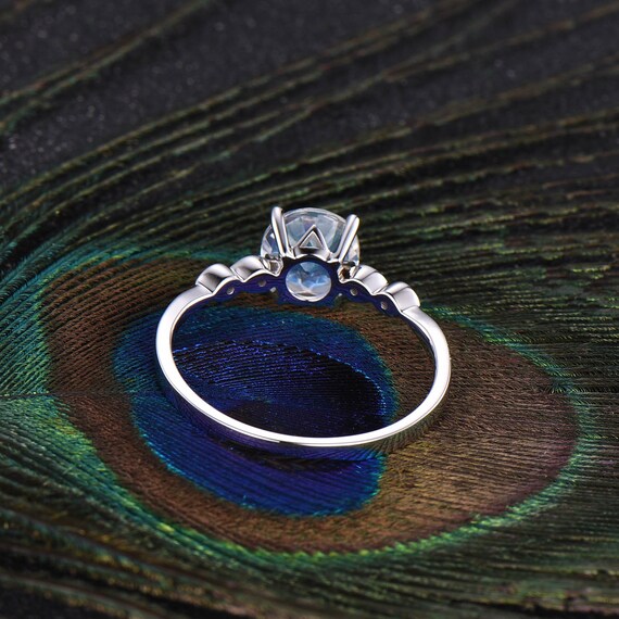 1 Carat Moonstone Bague de fiancailles Rainbow Blue Rose Gold vintage Moonstone Diamond Wedding Band marquise promesse anneau anniversaire nuptiale Etsy Canada