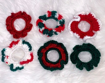 Crochet Christmas Scrunchies/Hair Accessories/Christmas Gift/Women's Gifts