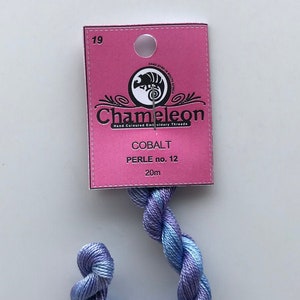 Chameleon Threads #19 Cobalt, perle cotton size 12 or 8 and stranded cotton available