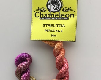 Strelitzia Variegated Perle Cotton Thread: Chameleon Hand-Dyed Embroidery