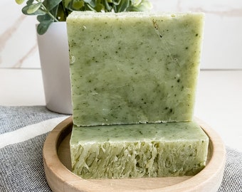 Eucalyptus Spearmint Organic Soap Bar, All Natural Eucalyptus & Mint Essential Oil Vegan Soap Bar, Handcrafted Cold Process Soap