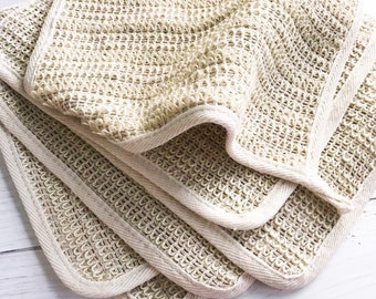 Natural Sisal Agave Washcloth, Gentle Exfoliating Face & Body Cloth, Spa Gift for Him or Her, Stocking Stuffer, Eco-friendly Self Care