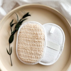 All Natural Ramie Body Scrub Pad, Gentle Exfoliating Bath Sponge, Reusable Face and Body Exfoliator, Washable Scrubber, Eco-Friendly Beauty