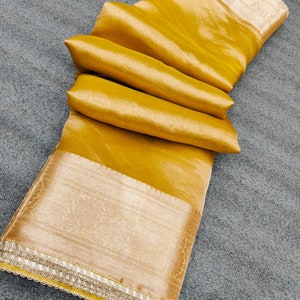Yellow Tissue Banarasi Saree - Etsy