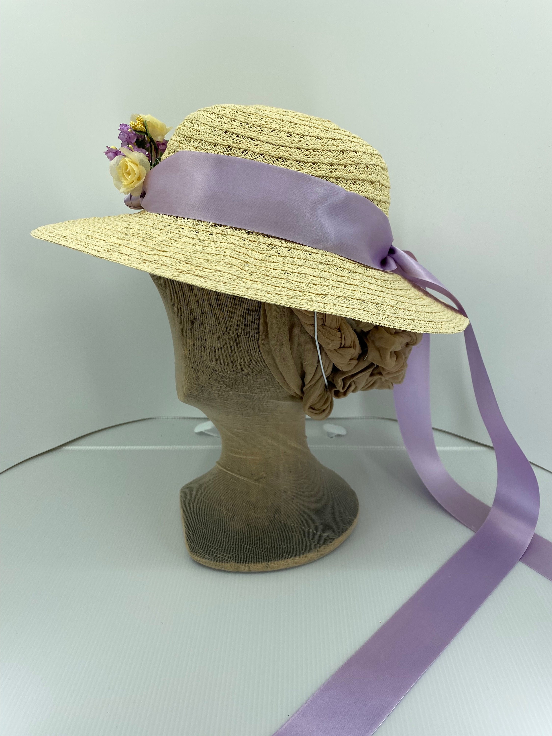 1860s Ladies Summer Straw Hat Mid Victorian Straw Hat Lilac Etsy UK