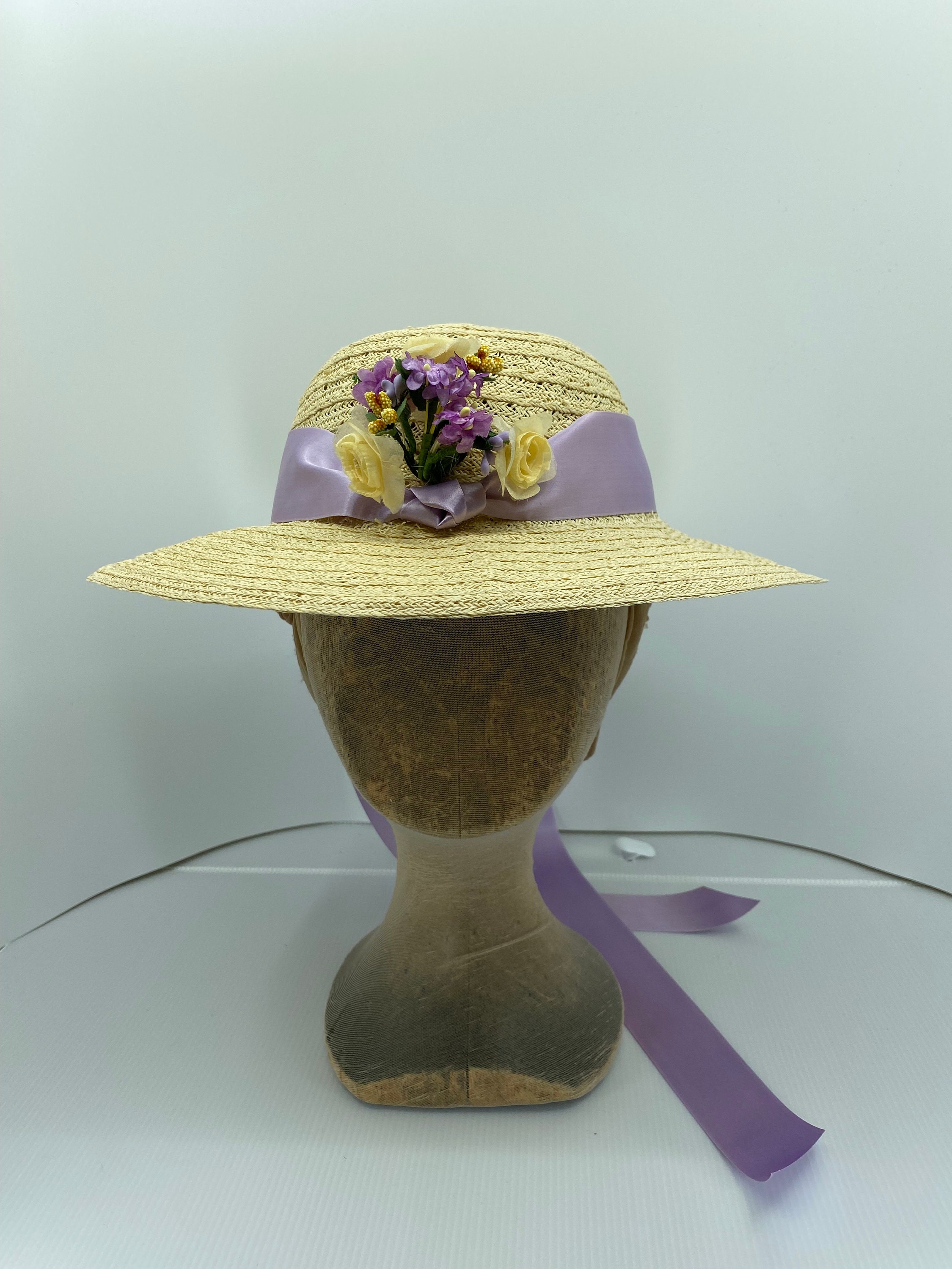 1860s Ladies Summer Straw Hat Mid Victorian Straw Hat Lilac - Etsy UK