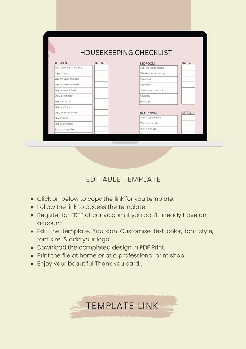 Editable Housekeeping Checklist Planner Cleaning Routine Etsy