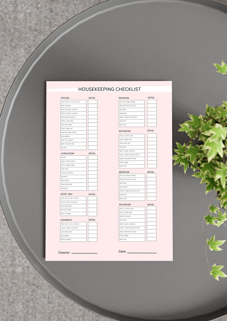 Editable Housekeeping Checklist Planner Cleaning Routine Etsy