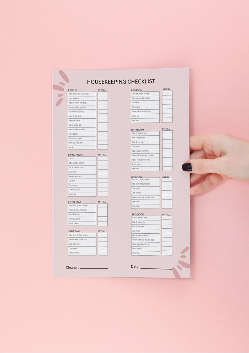 Editable Housekeeping Checklist Planner Cleaning Routine Etsy
