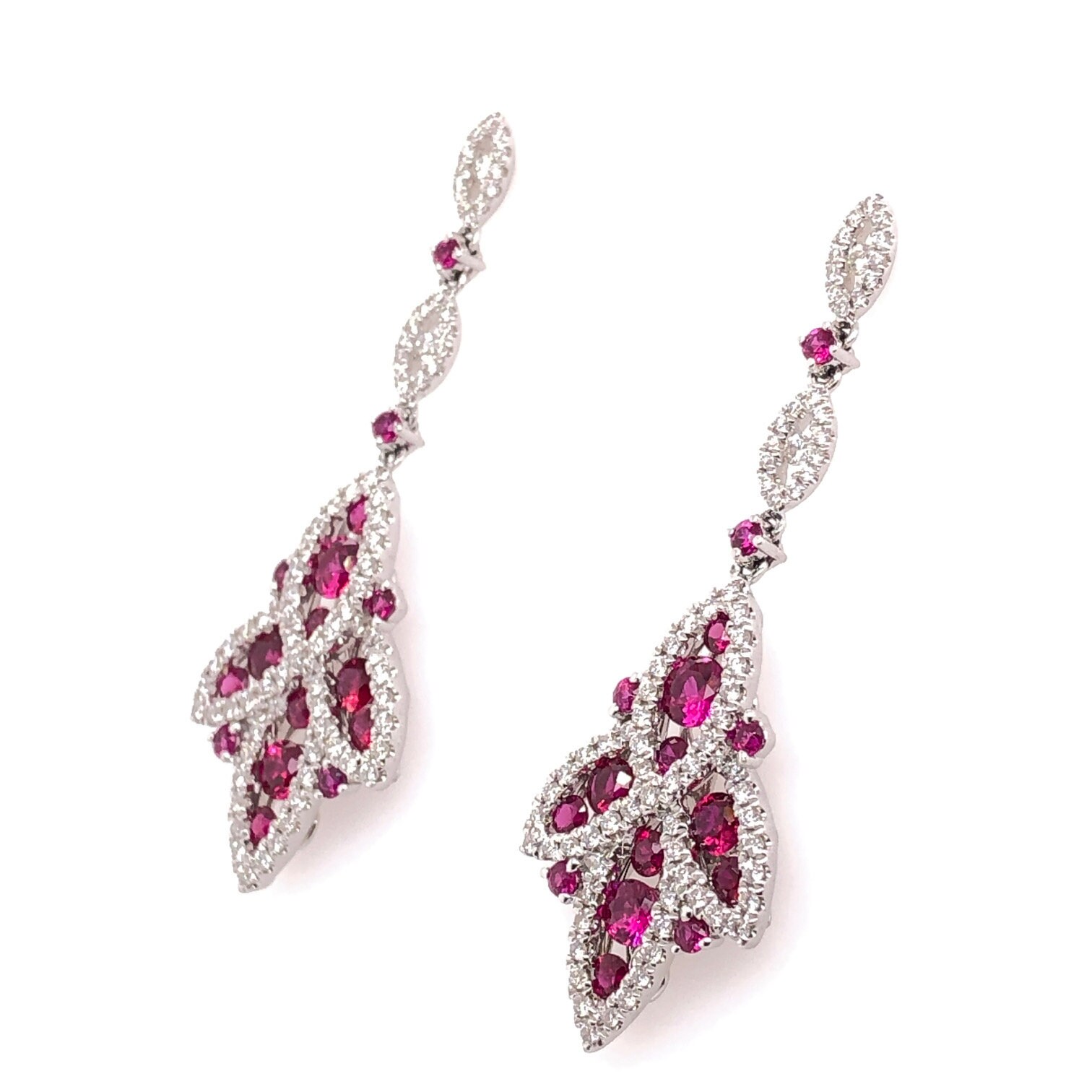 Ruby and Diamond Dangle Earrings Etsy