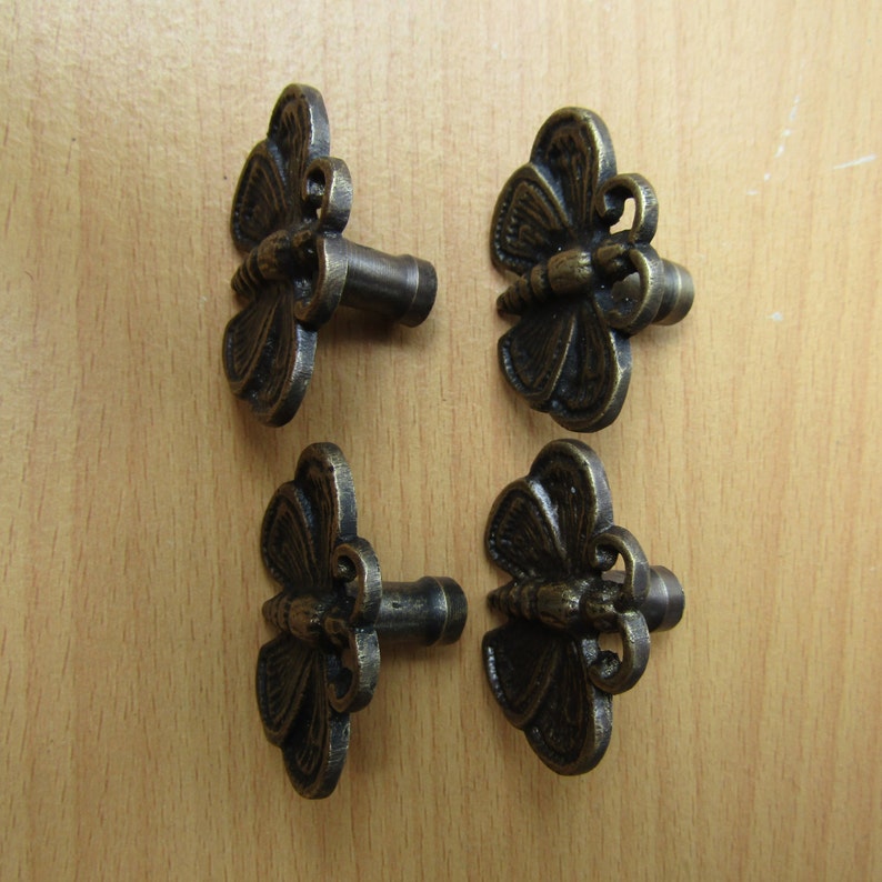 4 pcs Vintage Antique Butterflies Cabinet Solid Brass Drawer Handle Knob Pull,Antique Dresser Pull KN6