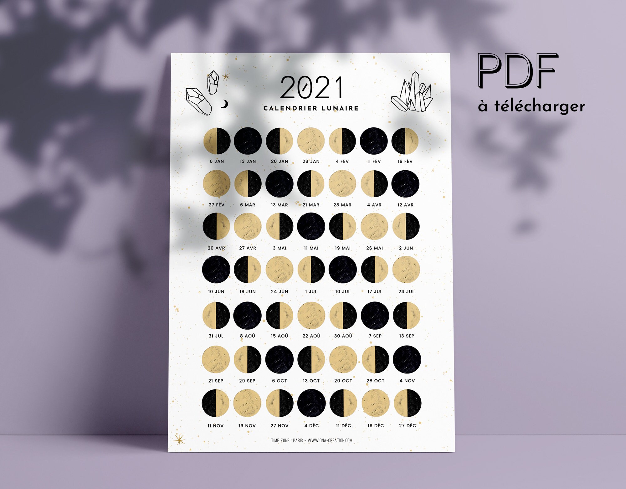Calendrier Lunaire 21 A Telecharger Phases De Lune Pdf Etsy