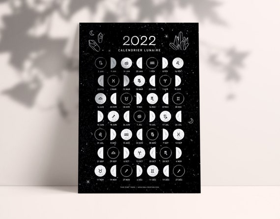 Calendrier Lunaire 22 Phases De Lune Carte A5 Moon Etsy France