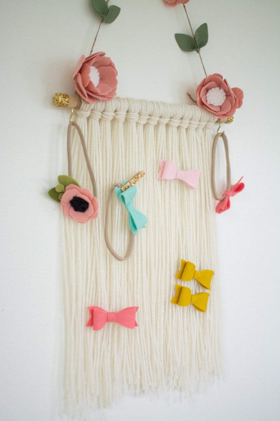 Bow holder bow hanger boho nursery decor pink and gold Etsy
