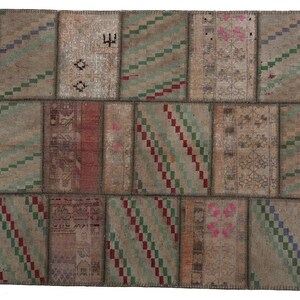 tapis patchwork design moderne, tapis patchwork anatolien tissé à la main, tapis décoratifs géométriques, tapis colorés, tapis patchwork 5 x 7