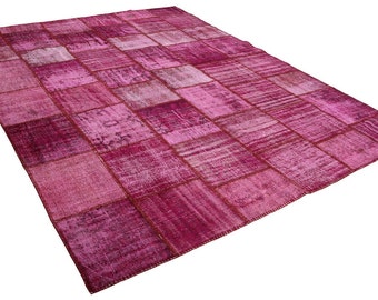 9'11 "x 13'5 « tapis 9 x 13, tapis turque-tapis, tapis surdimensionné, tapis patchwork, tapis rose, rose vintage, tapis, tapis roses vieillis