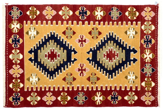 3X4 Authentic Handmade Vintage Area Rug, Turkish Anatolian Design