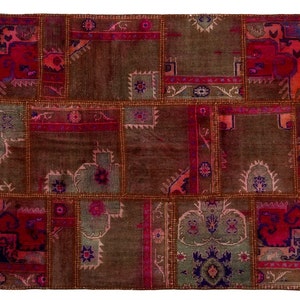 Tapis vintage, patchwork d'Anatolie tribal kilim tissé à la main 5 x 7 tapis coloré, tapis, tapis patchwork, décoration bohème, tapis Oushak, carpette