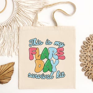 Chronic Illness Tote Bag, Flare Day Survival Kit Canvas Tote, Spoonie Gift, Disability Awareness, Chronic Illness Support, Chronic Illness