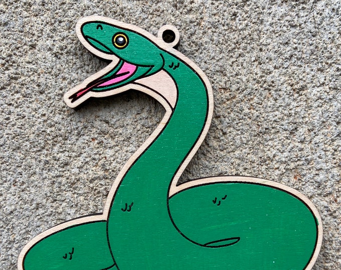 Snake Keychain for Herp Lovers-Wooden Laser Cut Animal Accessories-Snakes Wearing Hats