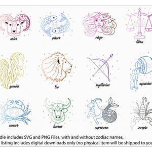 Pakiet SVG Znaki Zodiaku, Znaki Astrologii SVG, Symbole Zodiaku SVG, Projekty Sublimacji, Materiały Do Wydruku Znaki Zodiaku