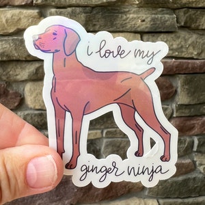 Vizsla Dog Sticker: &quot;Ginger Ninja&quot; Holographic Decal