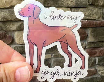 Vizsla Sticker, Cute Dog Sticker, Ginger Ninja Sticker, Journal Sticker, Water Bottle Sticker, Computer Sticker