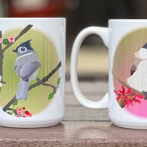 Set of Four Ceramic Bird Mugs  - Set of Four Bird Travel Mugs - Bird Drinkware - Bird Lover Gift