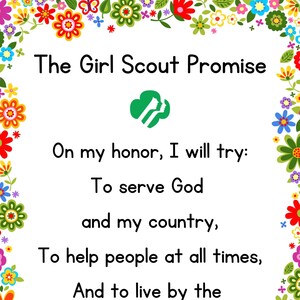 Girl Scout Promise PDF PNG Printable Digital Download Etsy