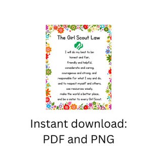 Pfadfindergesetz - PDF und PNG zum Ausdrucken, digitaler Download