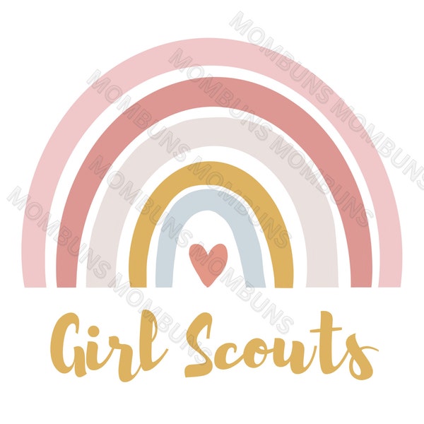 Girl Scouts Neutral Rainbow SVG, PNG, PDF download for sublimation, Cricut, heat press, Silhouette, cutting machine 3 Font Choice included.