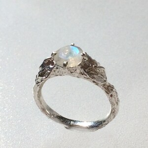 Moonstone twig engagement ring Nature inspired jewelry