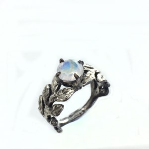 Moonstone leaf engagement ring Nature inspired jewelry