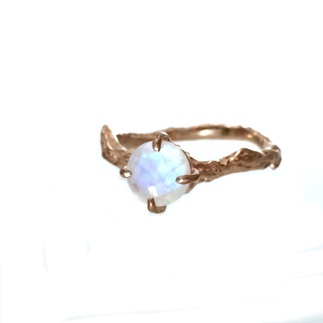 Moonstone Twig Engagement Ring Rose Gold Nature Inspired - Etsy