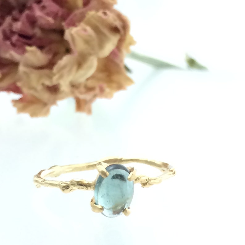 Tourmaline twig ring Nature inspired jewelry