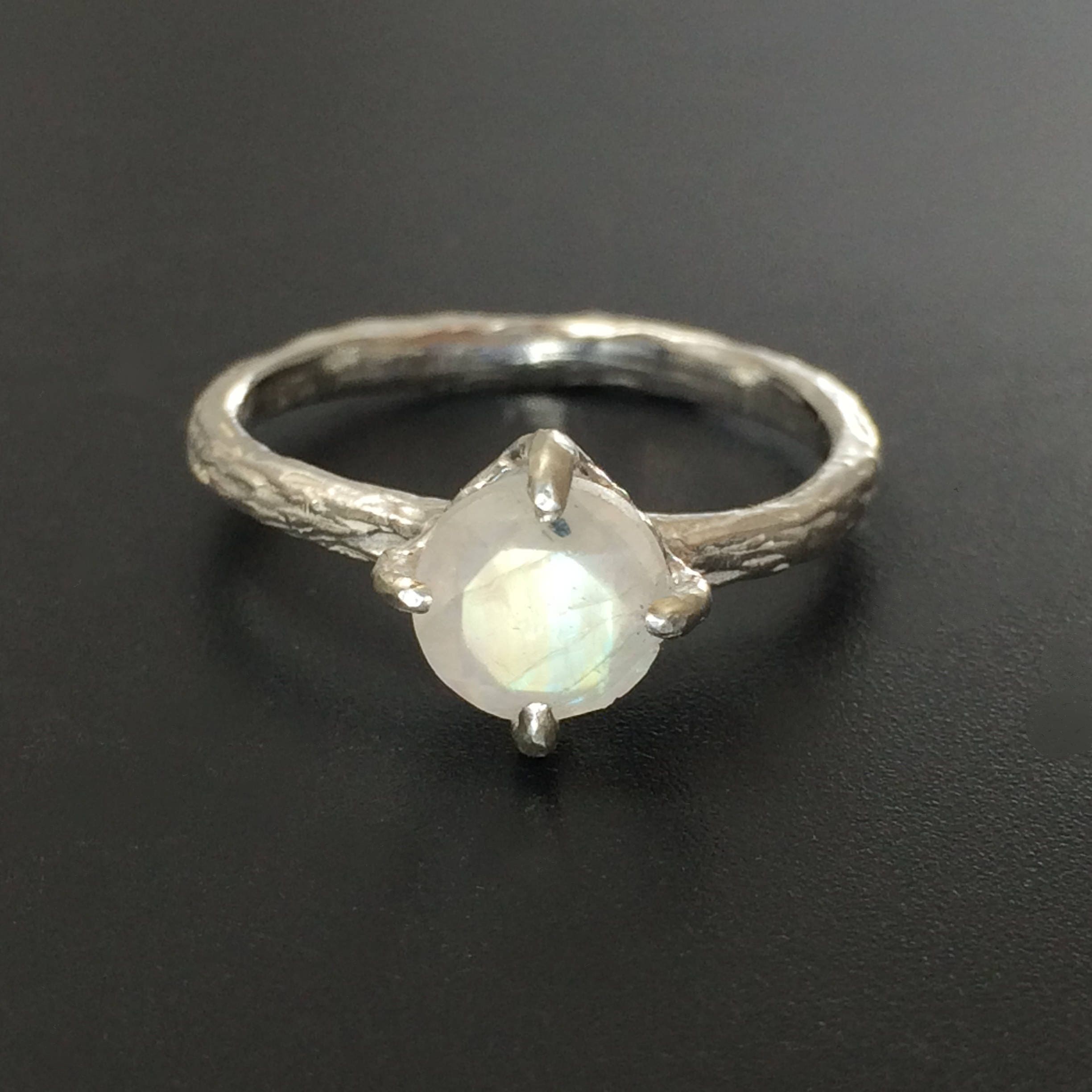Moonstone twig engagement ring Nature inspired jewelry | Etsy